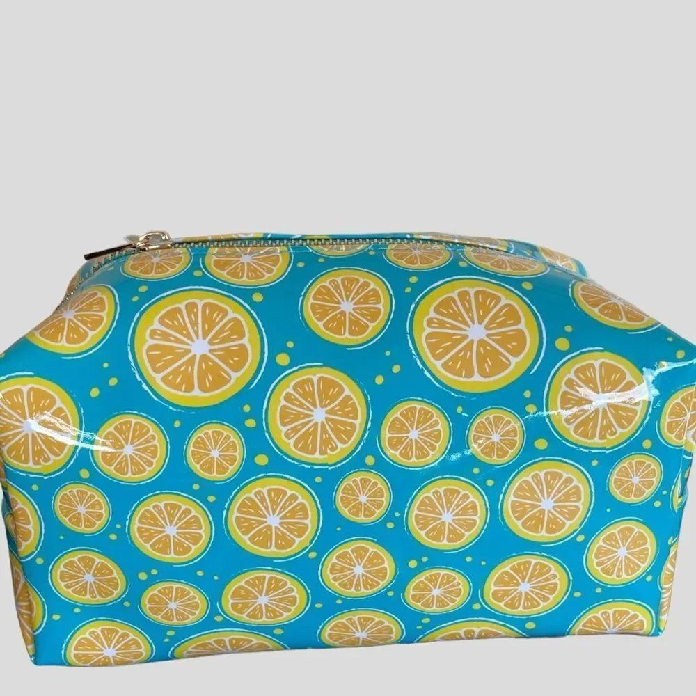 OCS Designs Orange Slice Cosmetic Bag Blue Citrus Travel Pouch NWT